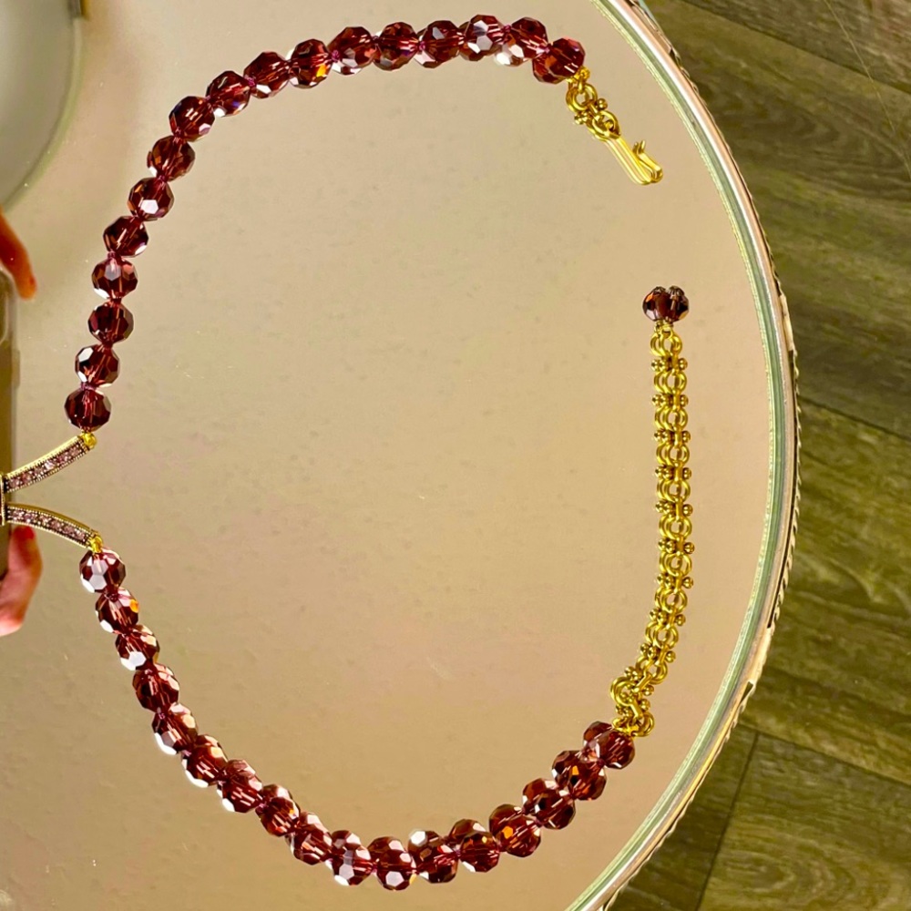 NWT/NIB Swarovski Crystal Pendant Necklace Wine Bordeaux Color Heidi Daus - Picture 7 of 12